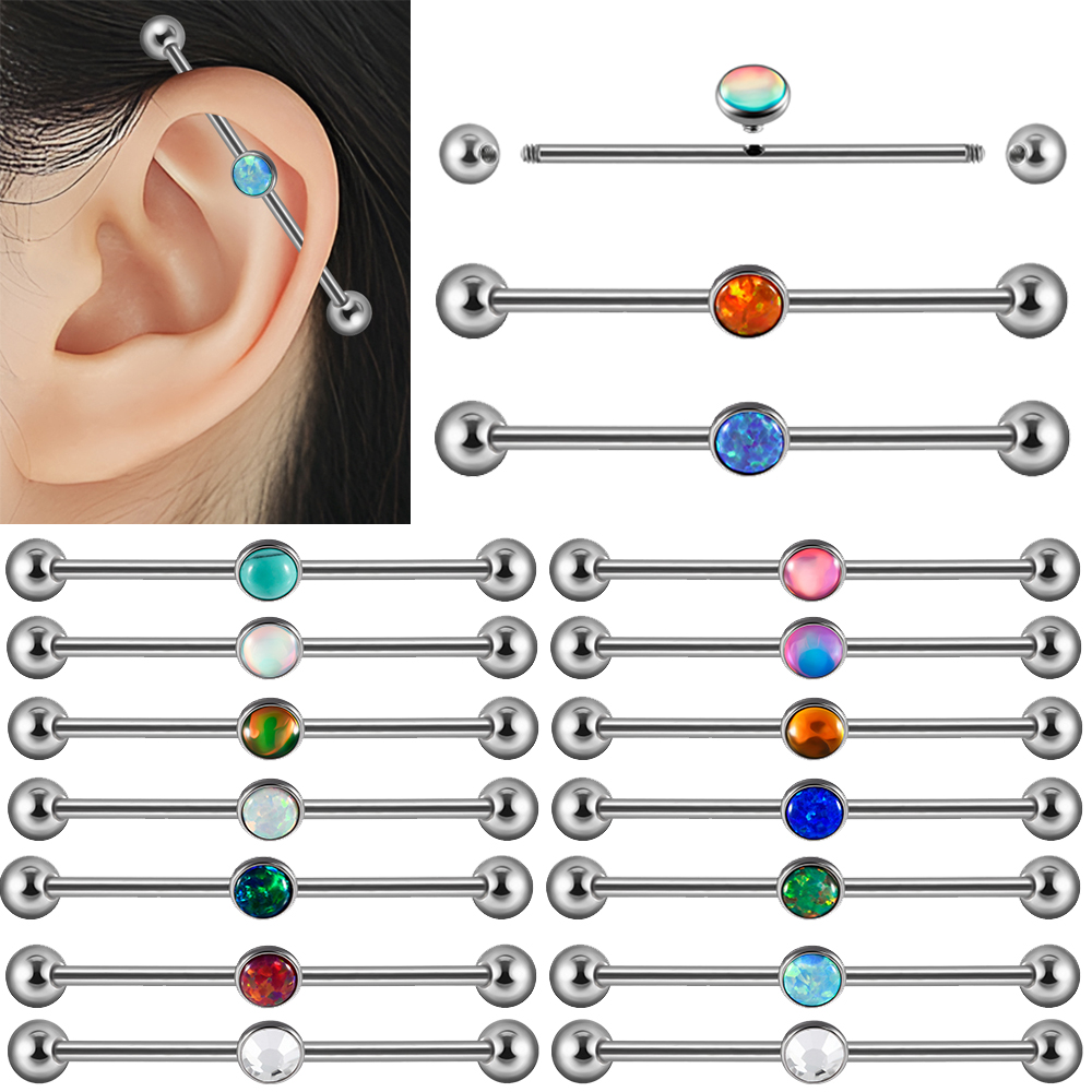 Industrial Barbell Long - 1PC Stainless Steel Industrial Barbell Rings