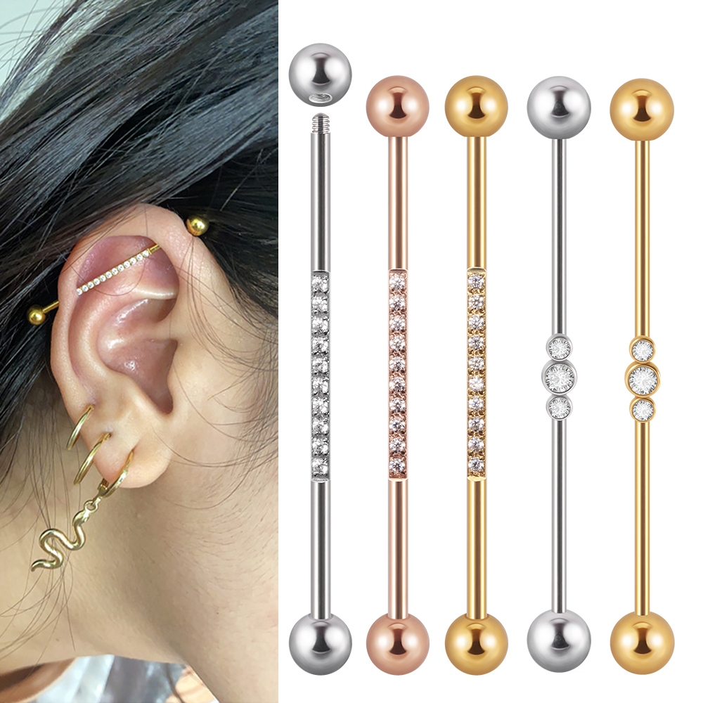 Body Jewelry Industrial - 1PC Stainless Steel Industrial Barbell Long