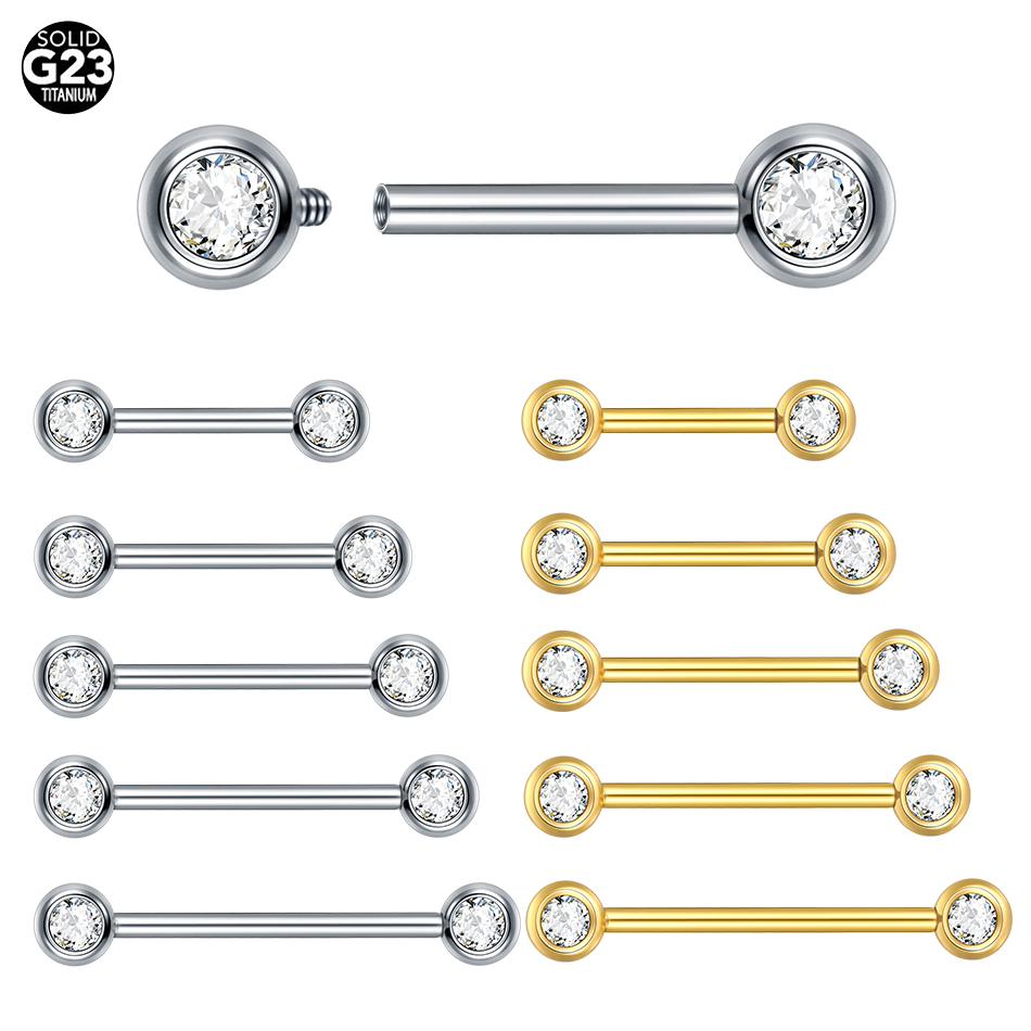 Body Jewelry Barbell - 1/5PCS Titanium Internally Threaded Nipple Barbell