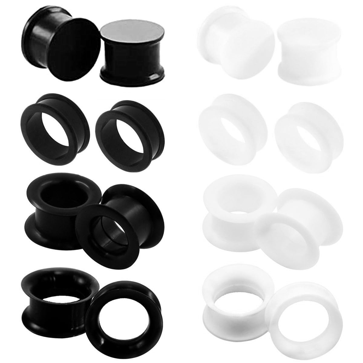 Body Jewelry Types - 2/16pcs White Black Flexible Thick Silicone