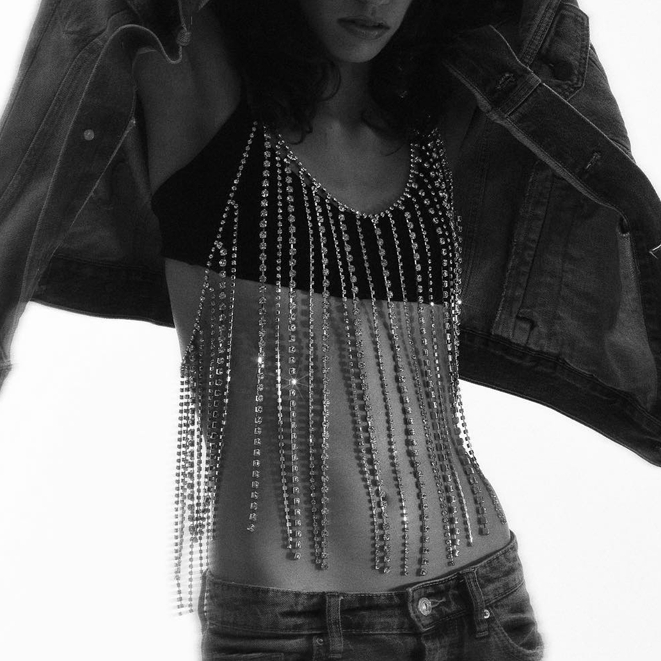 Body Jewelry Types - Body Jewelry Bikini Tassels crystal Bra