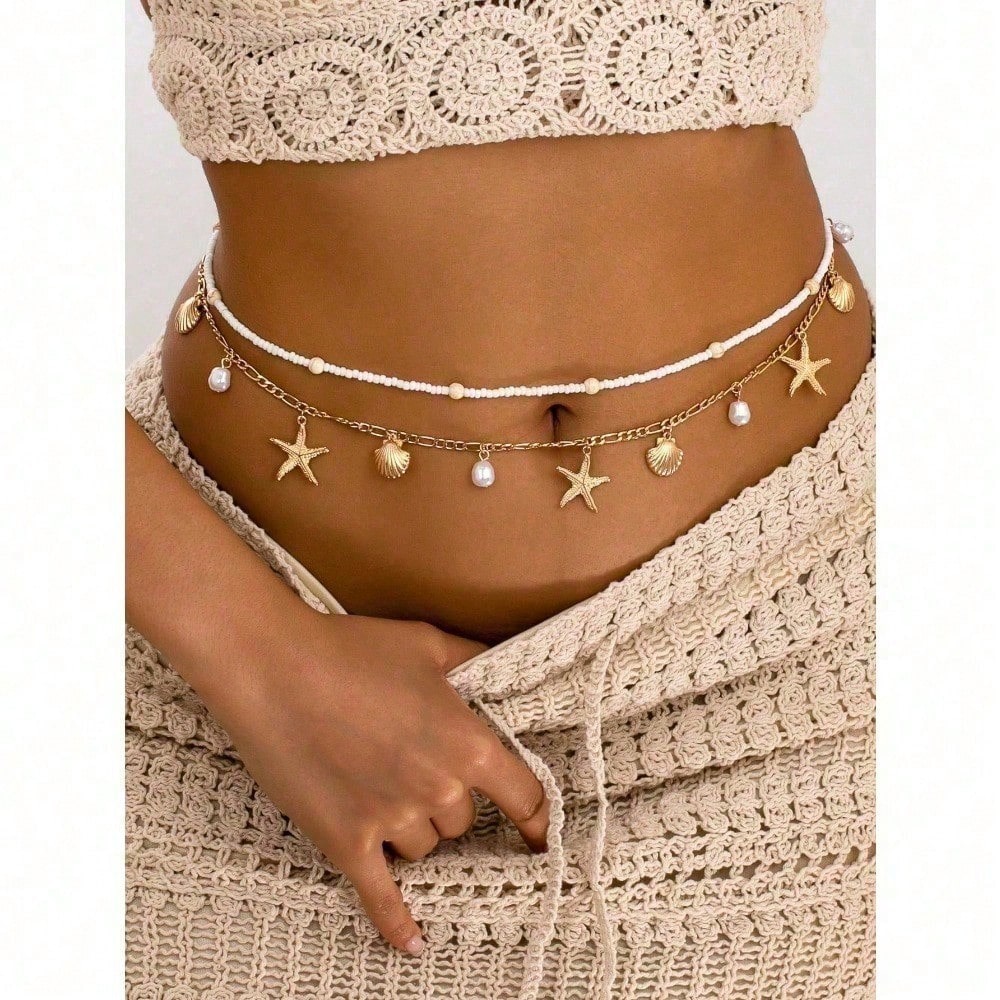 Body Jewels - 2pcs Bohemian Style Ocean Series Shell