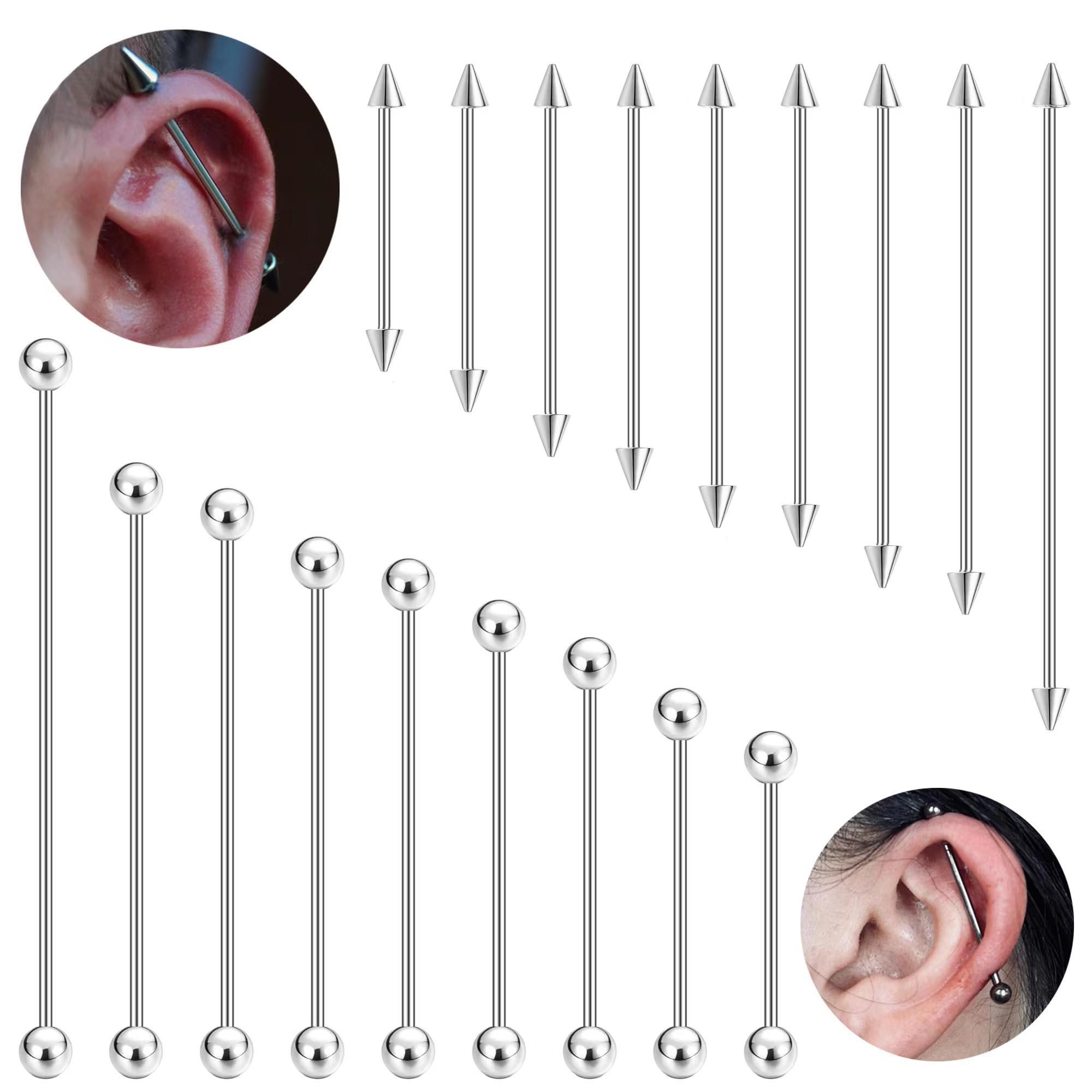 Industrial Barbell Long - 1pc 316L Surgical Steel Industrial Barbell