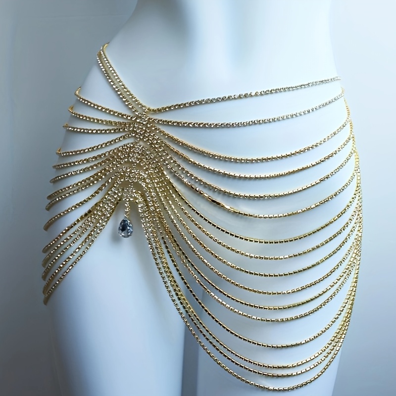 Body Jewelry Harness - 1PCS Sexy Shiny Tassel Crystal Waist