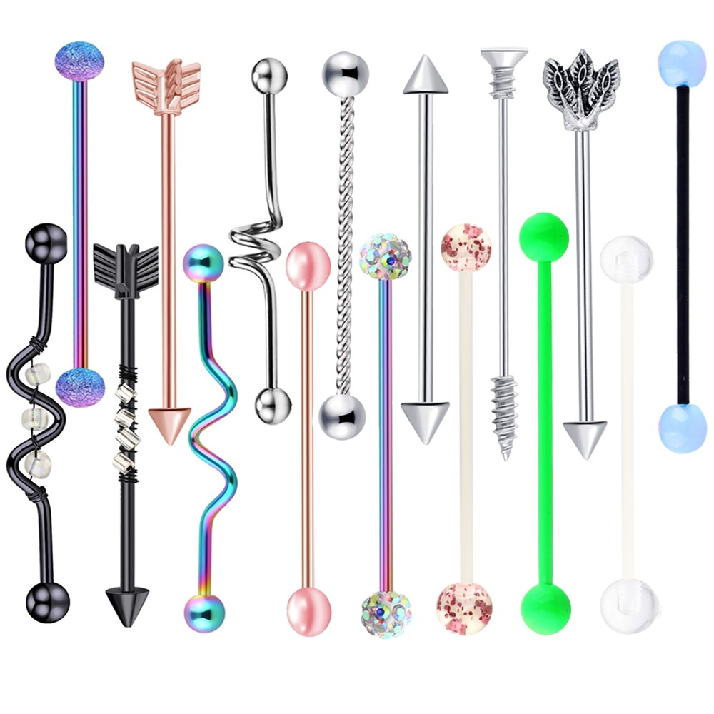 Body Jewelry Industrial - 14G Surgical Steel Industrial Barbell for
