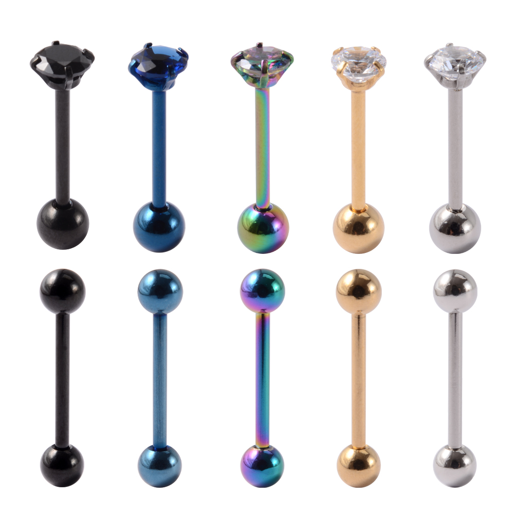 Body Jewelry Barbell - 1PCS Surgical Steel Tongue Barbell Ring