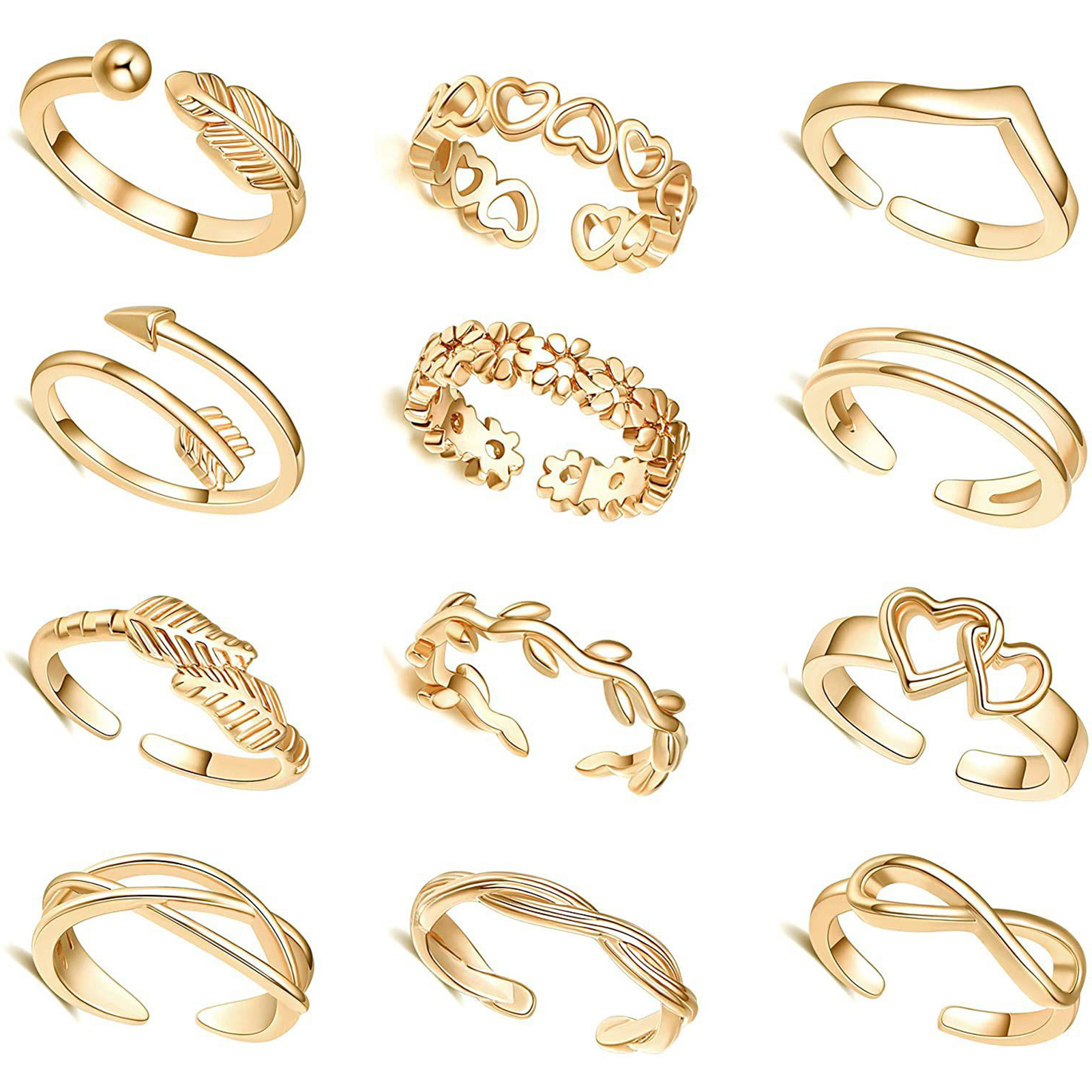 Body Jewelry Online - 10/12Pcs Toe Rings for Women Open