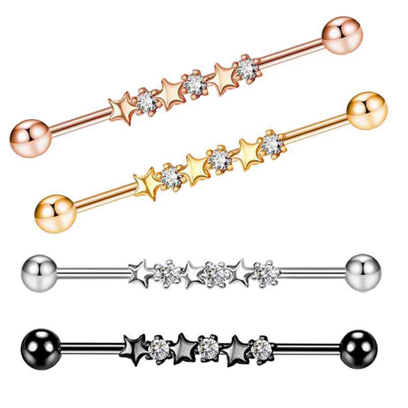 Industrial Barbell Long - Stainless steel simple star Barbell set