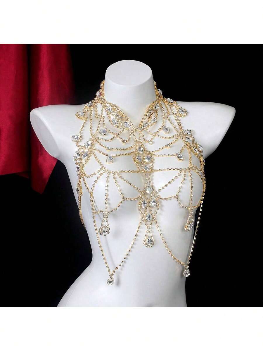 Body Jewelry Chains - Rhinestone Body Chain Bra Necklace For