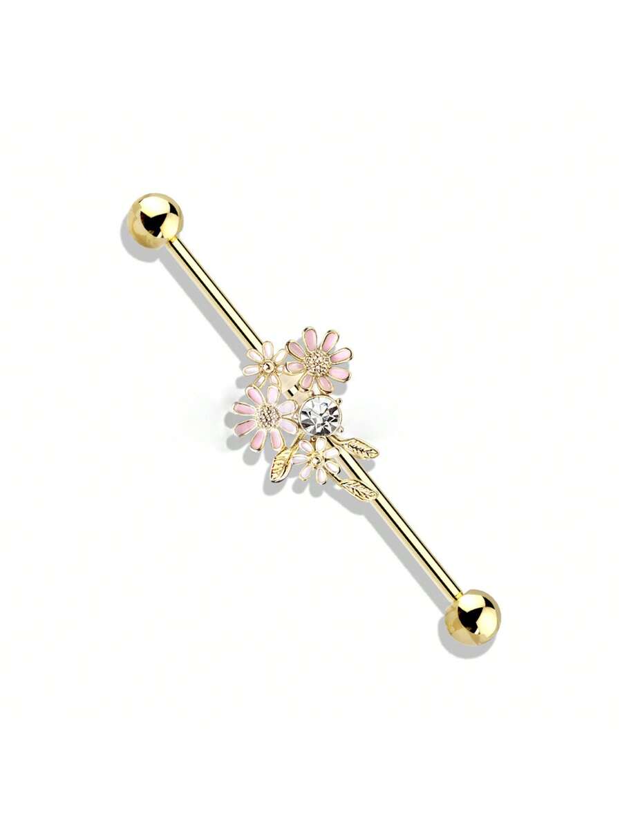 Body Jewelry Barbell - Floral Industrial Barbell Ear Piercing Jewelry