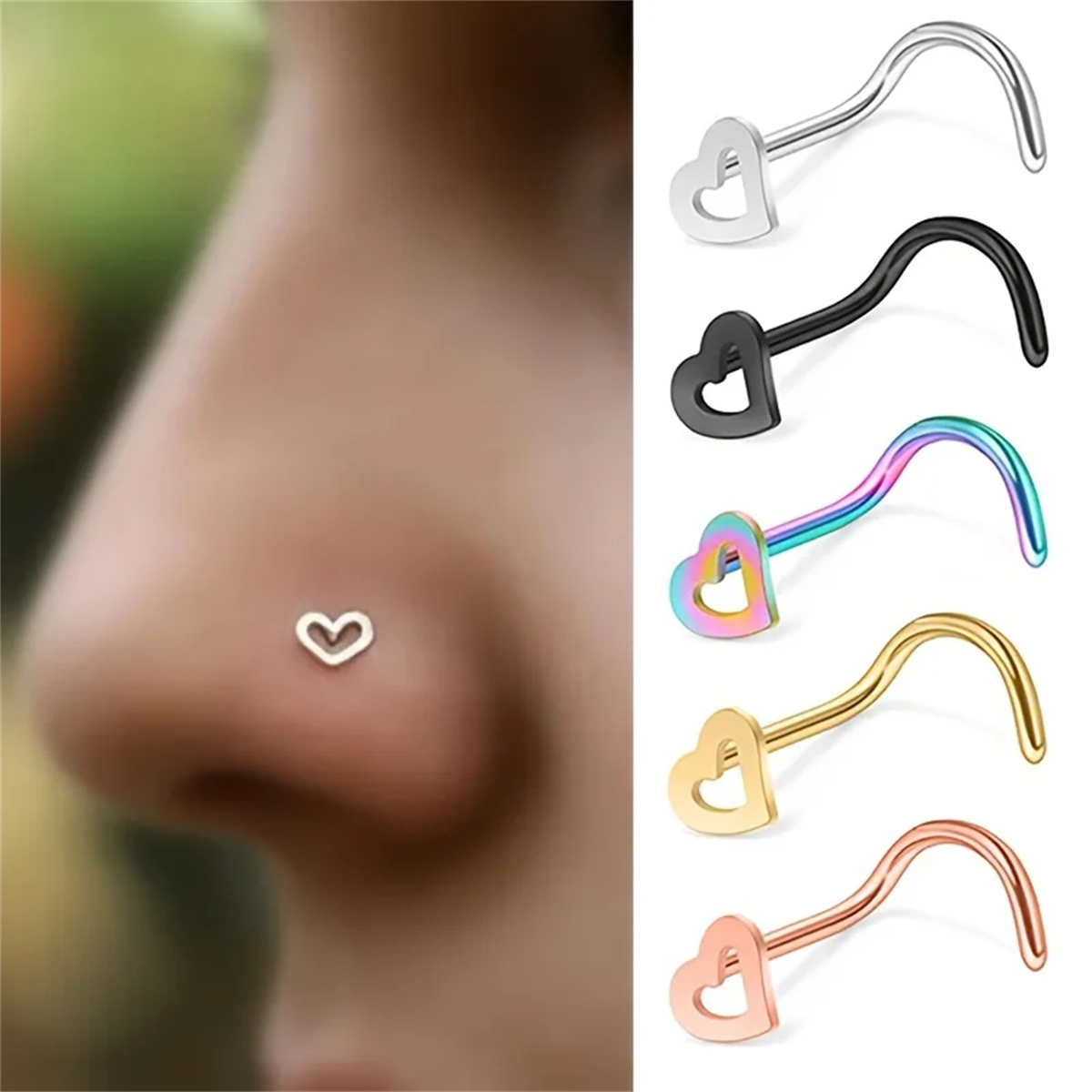 Body Jewelry Types - EVISPOL 5Pcs Fashion Hollow Heart Shape