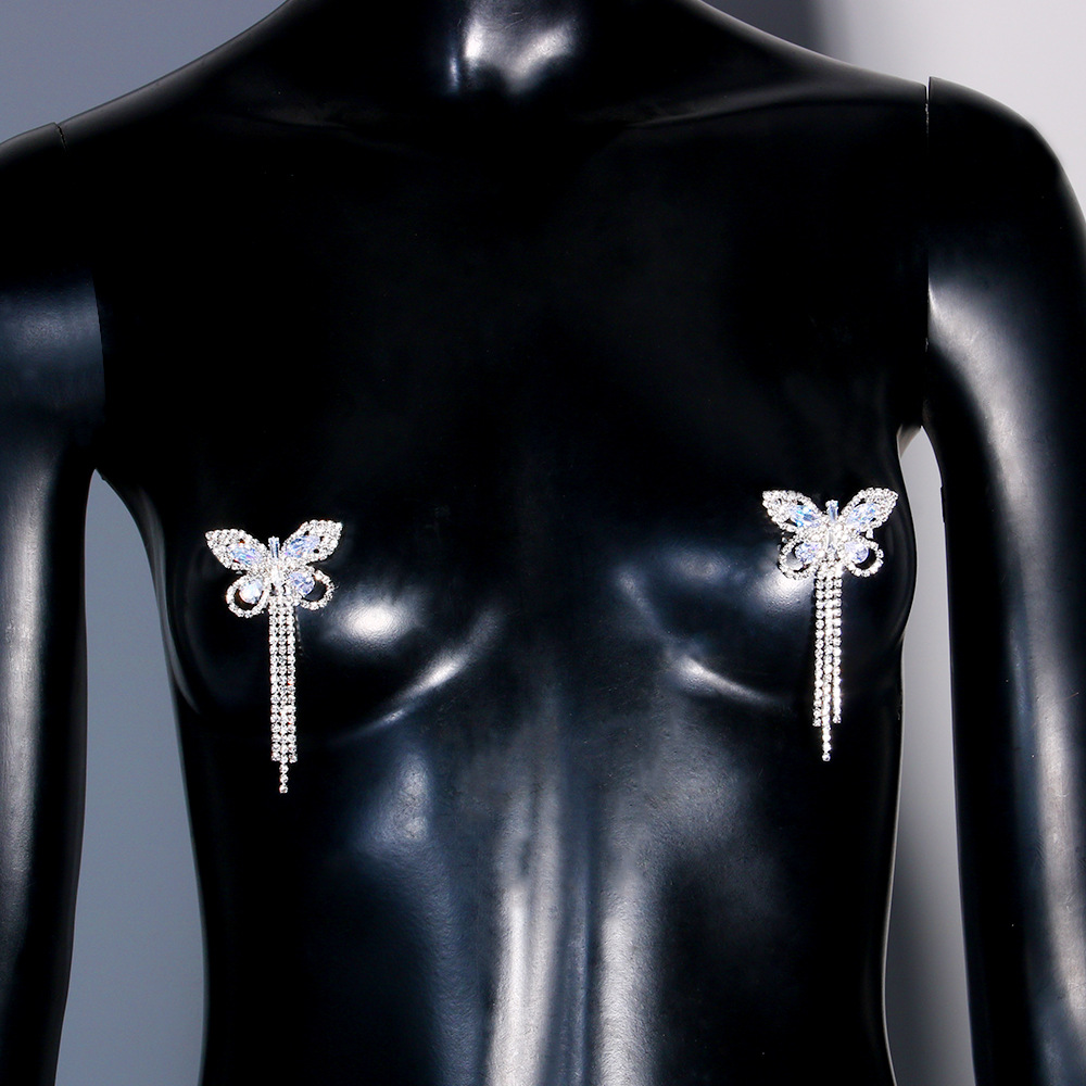 Sexy Rhinestone Butterfly Tass - Body Jewelry Nipple Chain incelemesi ve fiyatı
