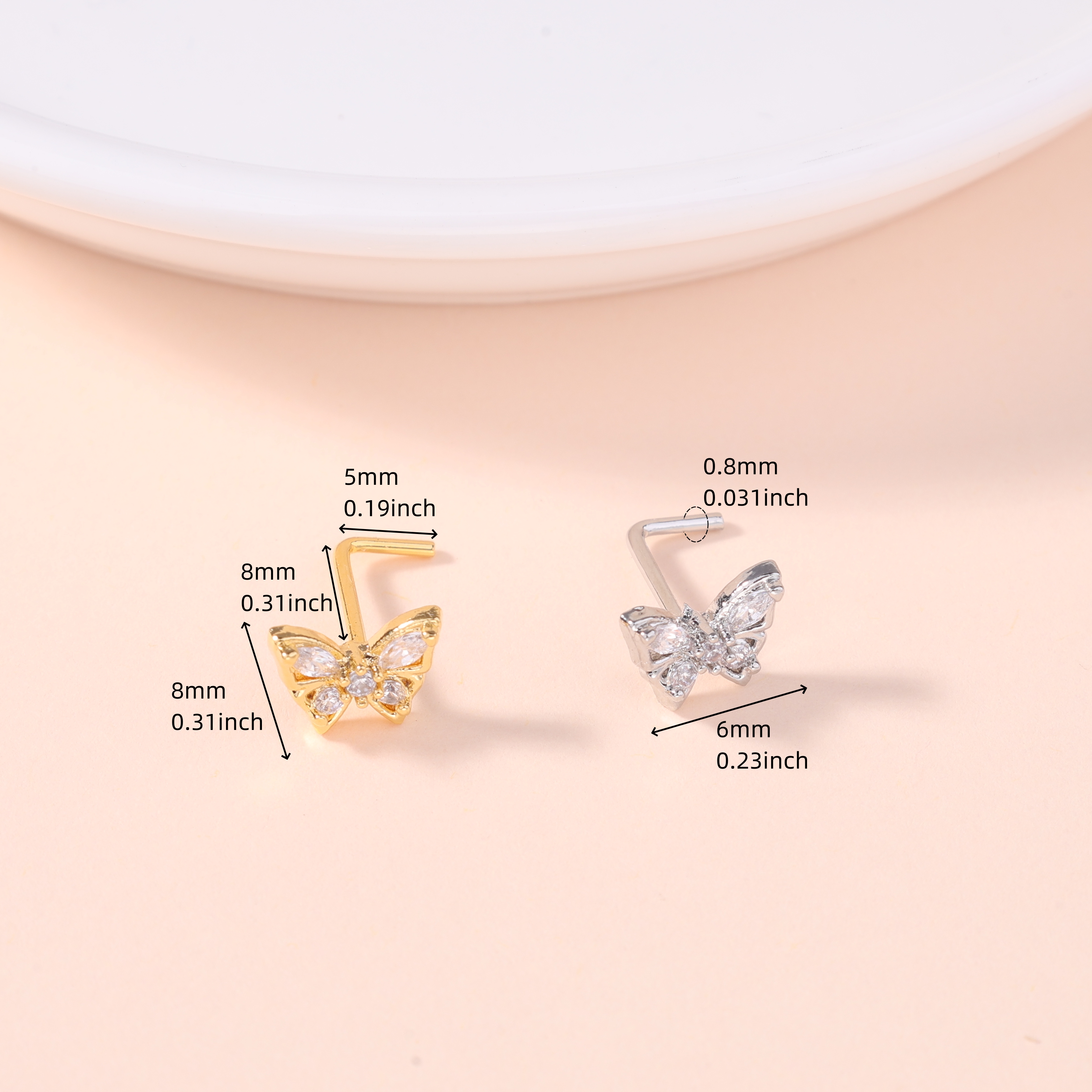 1Pcs Nose Stud Rings L Screw S - Body Jewelry Online incelemesi ve fiyatı