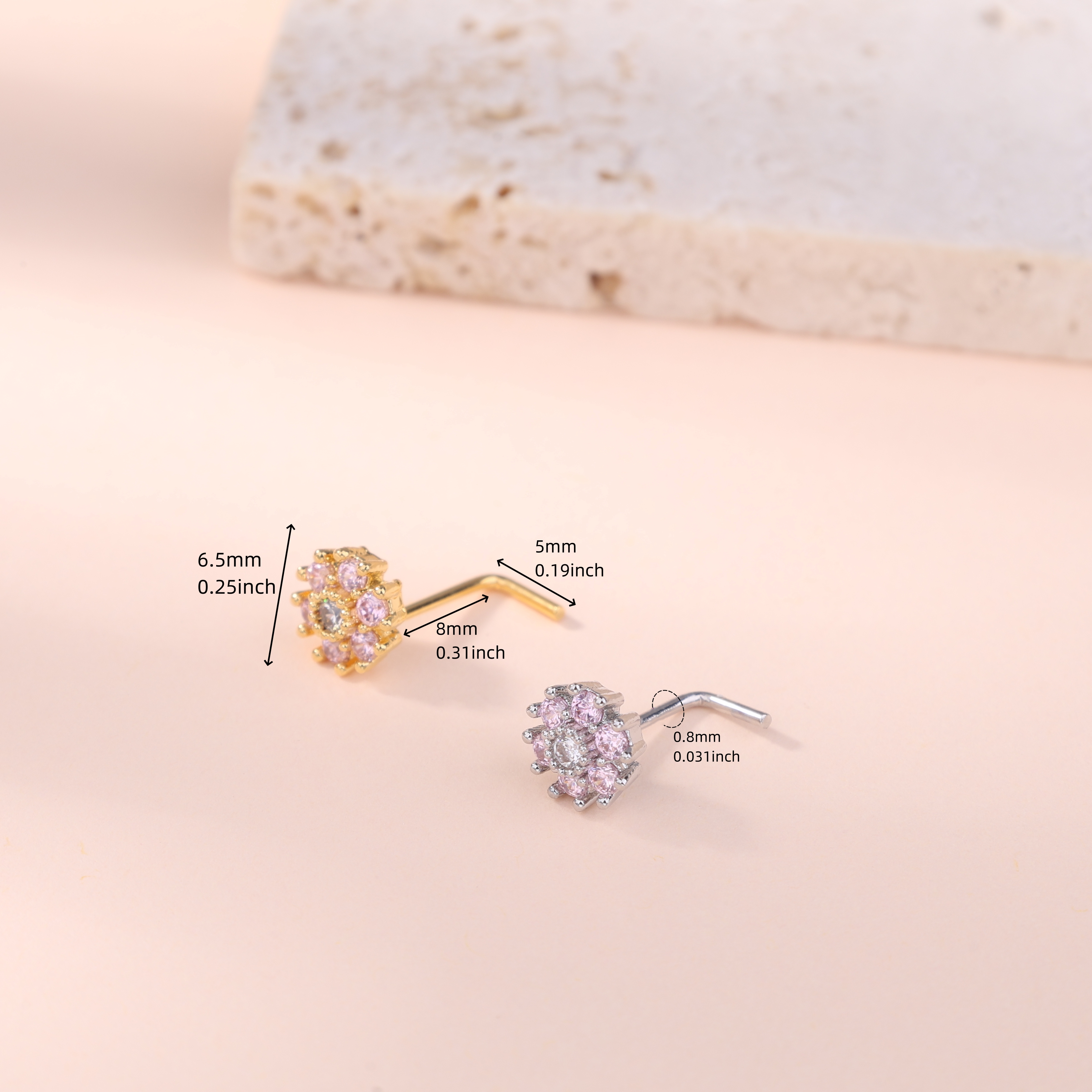 1Pcs Nose Stud Rings L Screw S - Body Jewelry Online incelemesi ve fiyatı