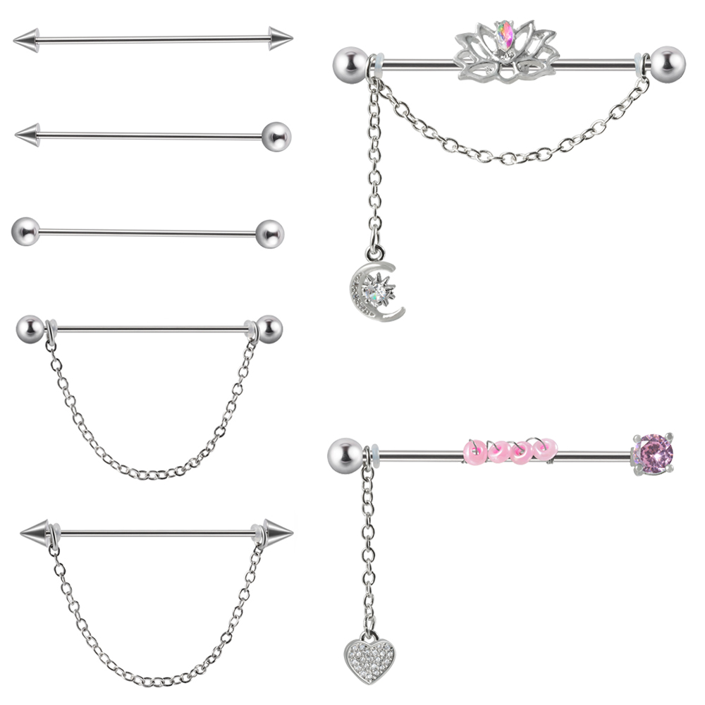 1PC 14G 1.6*38mm CZ Industrial - Body Jewelry Industrial incelemesi ve fiyatı