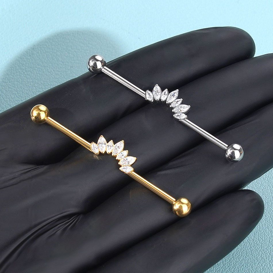 1/5PCS Titanium 14G CZ Industr - Industrial Barbell Long incelemesi ve fiyatı