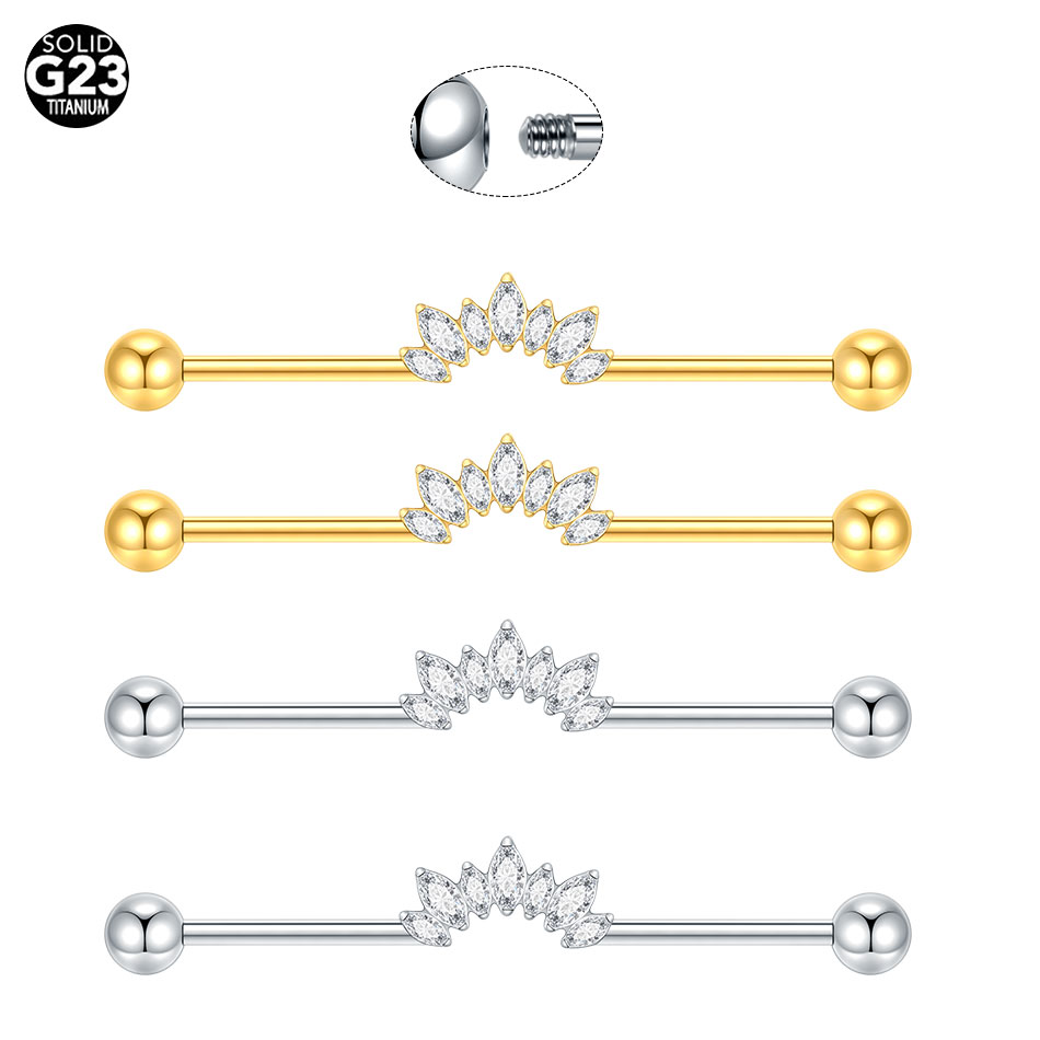 1/5PCS Titanium 14G CZ Industr - Industrial Barbell Long incelemesi ve fiyatı