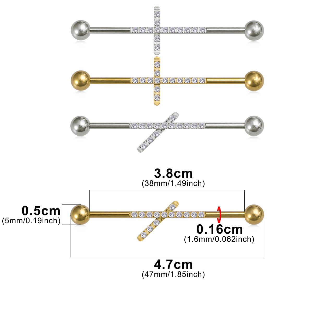1pc Zirconia Industrial Pierci - Body Jewelry Industrial incelemesi ve fiyatı