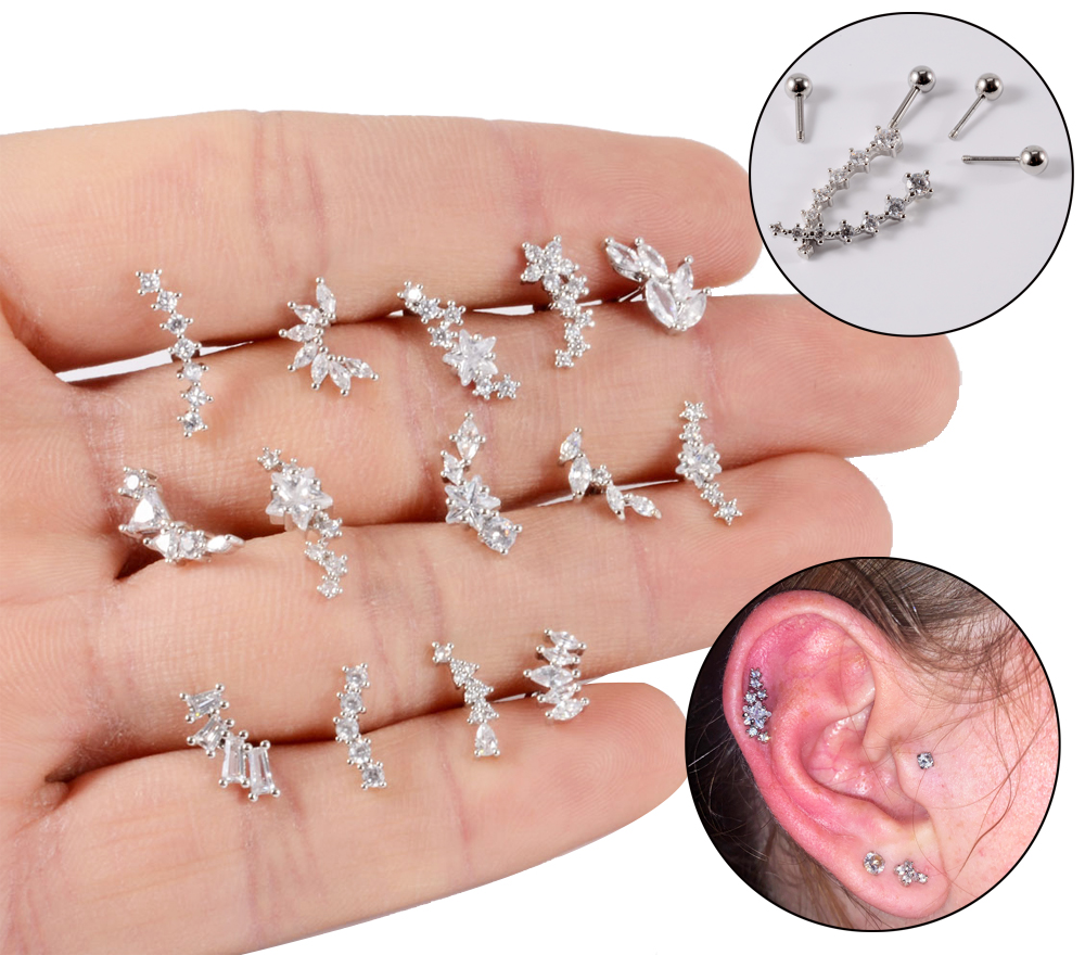 1PC Stainless Steel Cz Ear Tra - Body Jewelry Barbell incelemesi ve fiyatı