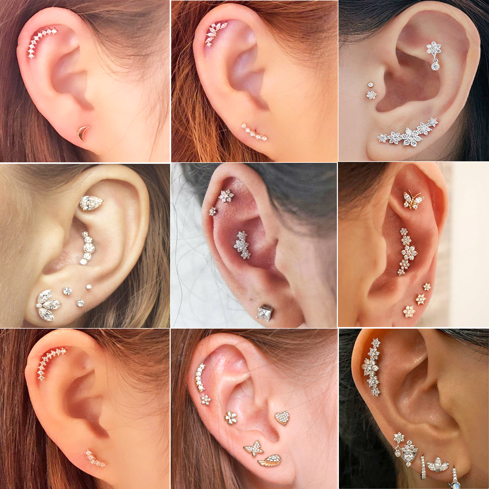 1PC Stainless Steel Cz Ear Tra - Body Jewelry Barbell incelemesi ve fiyatı