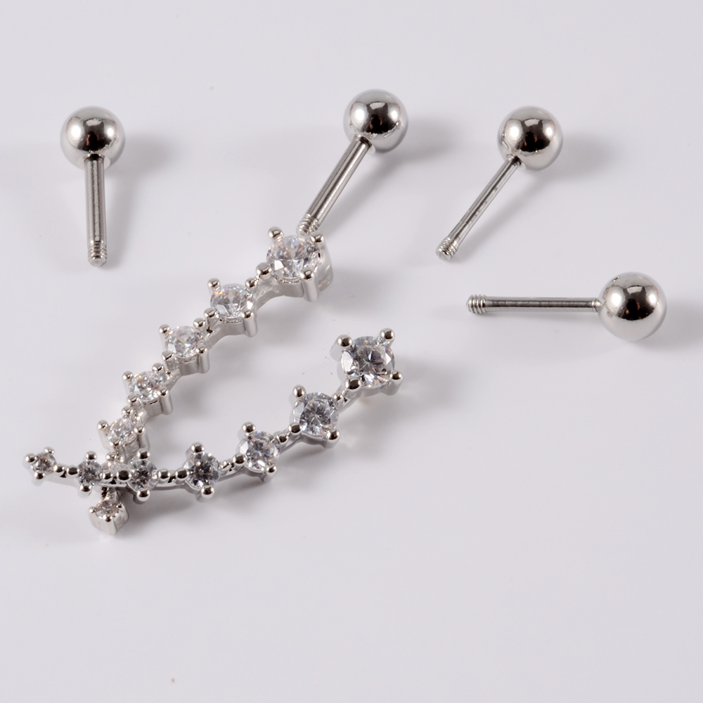 1PC Stainless Steel Cz Ear Tra - Body Jewelry Barbell incelemesi ve fiyatı