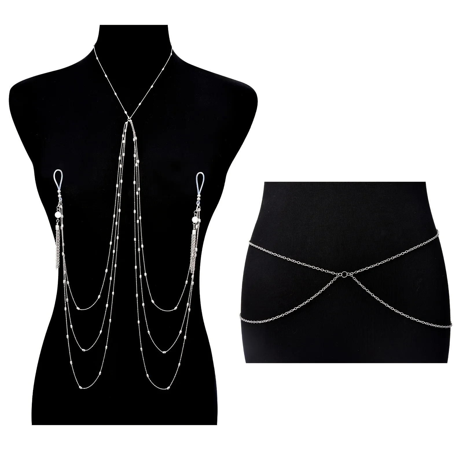 2pcs Stainless Steel Fake Nipp - Body Jewelry Nipple Chain incelemesi ve fiyatı