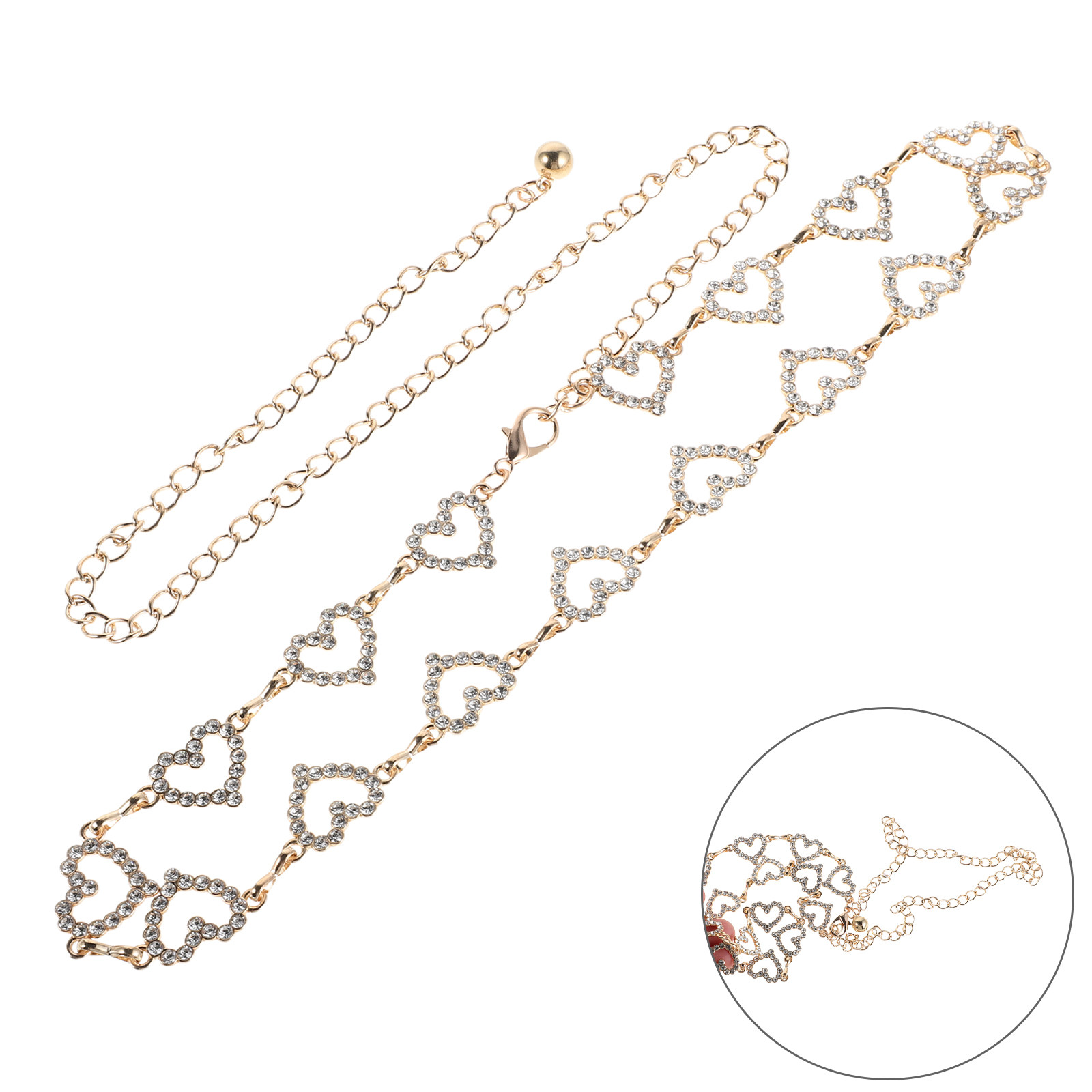 Women Heart Rhinestone Waist C - Body Jewelry Chains incelemesi ve fiyatı