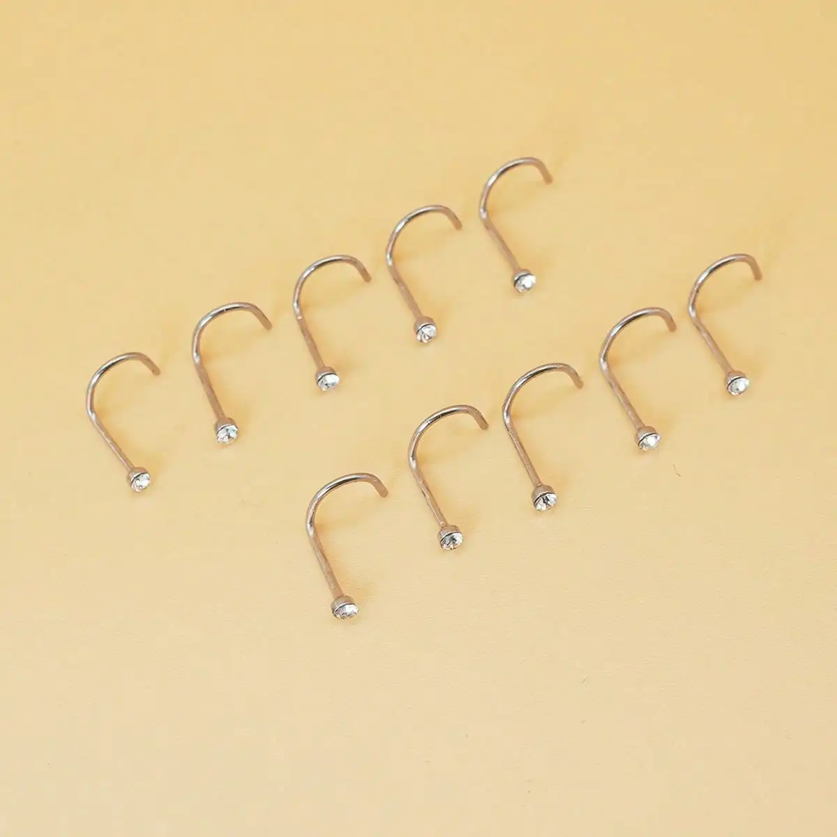 10pcs Stainless Steel Rhinesto - Body Jewelry Barbell incelemesi ve fiyatı