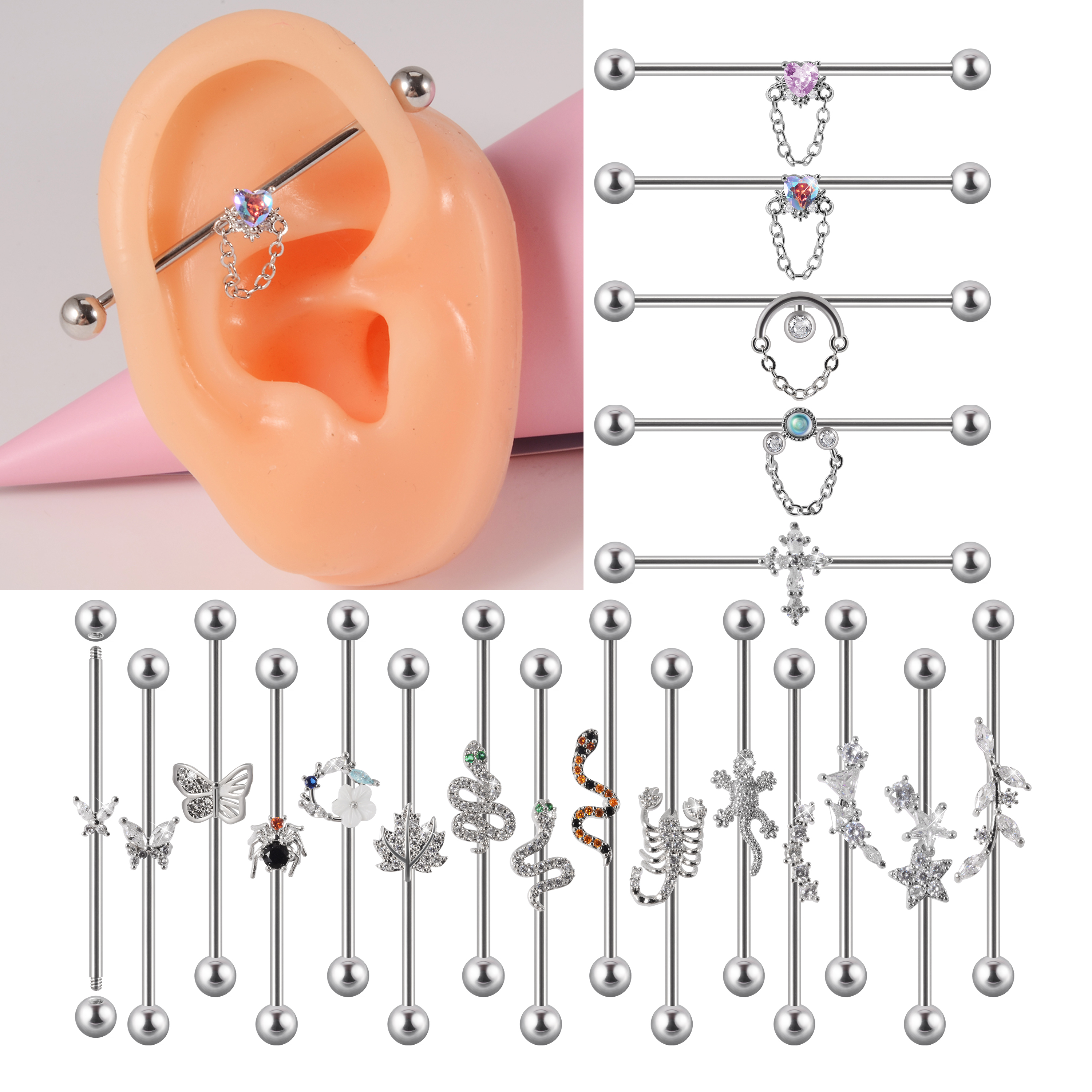 1PC 316L Surgical Steel 14G Sn - Body Jewelry Industrial incelemesi ve fiyatı