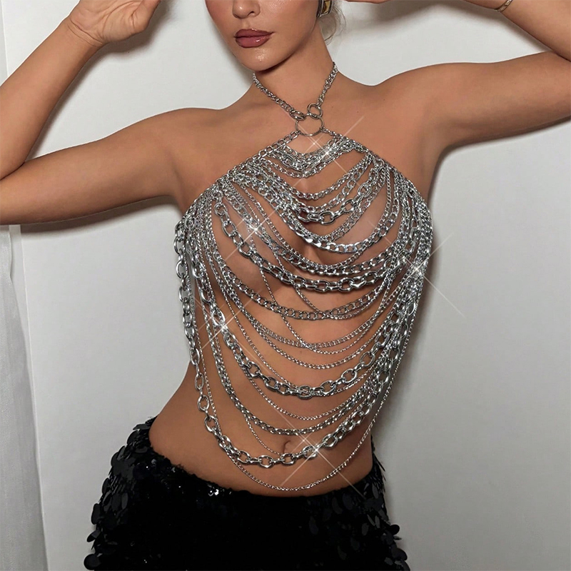 Female Festival Outfit Handmad - Body Jewelry Nipple Chain incelemesi ve fiyatı