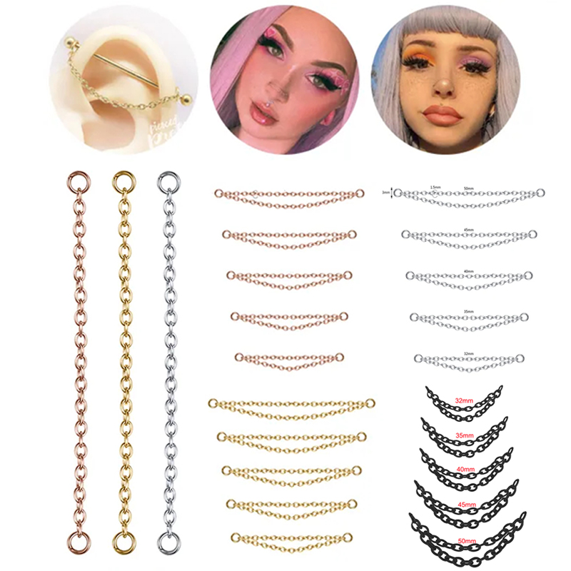 1PC Silver/Gold Color Nose Cha - Body Jewelry Industrial incelemesi ve fiyatı