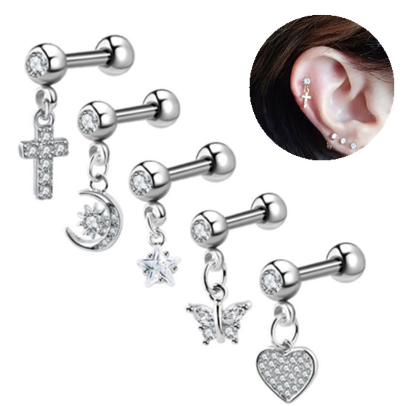 1PCS Moon Ear Cartilage Stud E - Body Jewelry Barbell incelemesi ve fiyatı