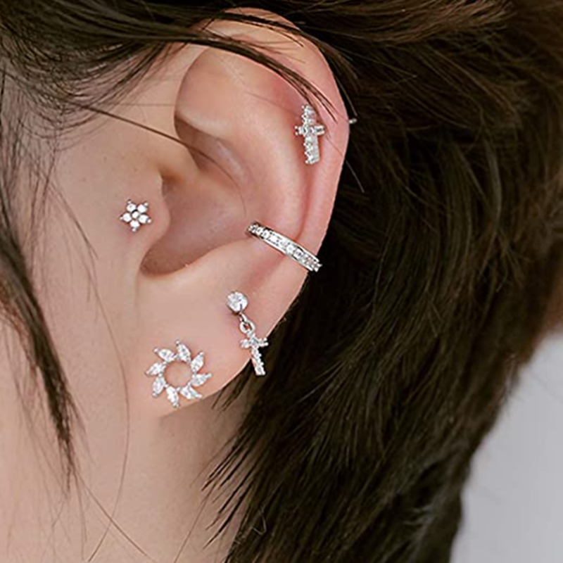 1PCS Moon Ear Cartilage Stud E - Body Jewelry Barbell incelemesi ve fiyatı