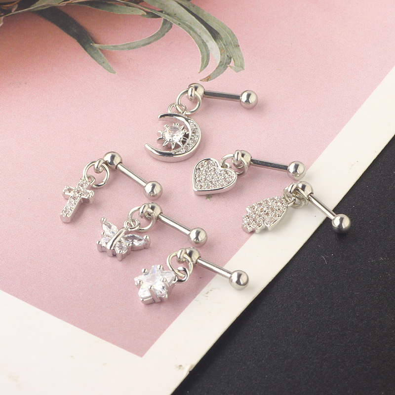 1PCS Moon Ear Cartilage Stud E - Body Jewelry Barbell incelemesi ve fiyatı