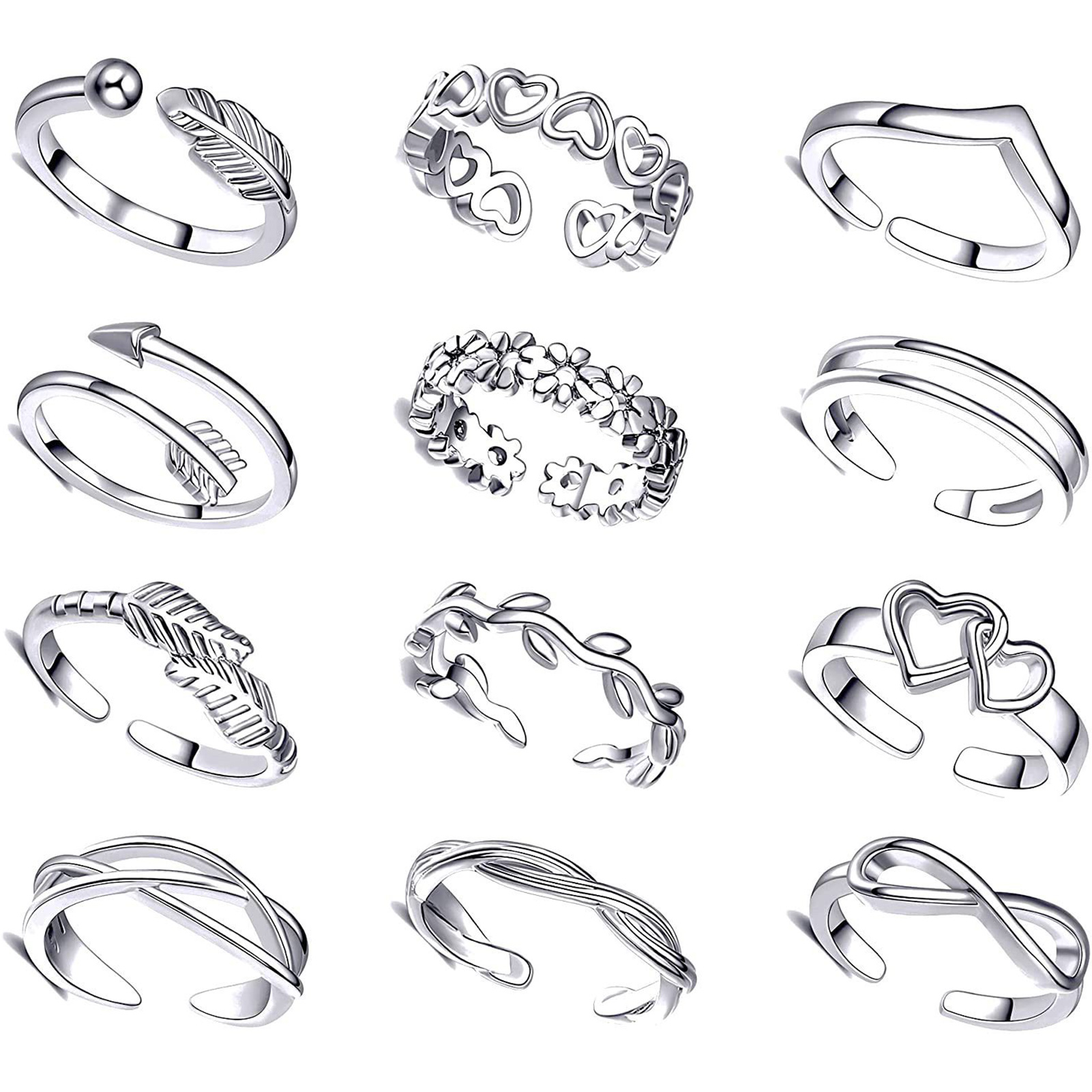 10/12Pcs Toe Rings for Women O - Body Jewelry Online incelemesi ve fiyatı
