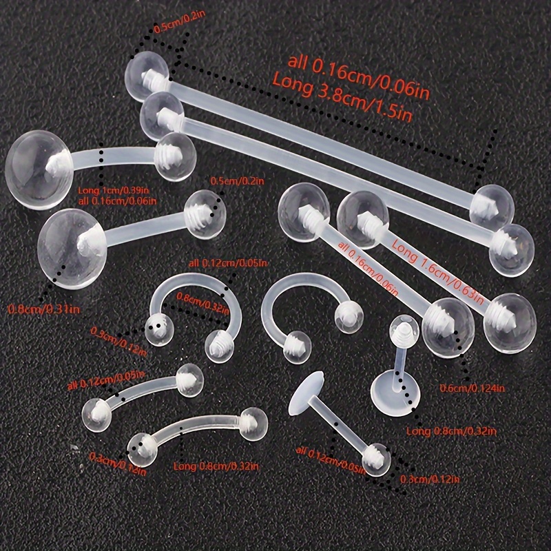2pcs/12pcs Clear Retainers Pie - Body Jewelry Industrial incelemesi ve fiyatı