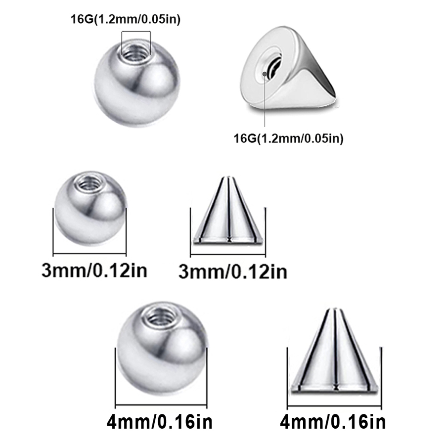 100pcs 16G 3mm 4mm Replacement - Body Jewelry Barbell incelemesi ve fiyatı