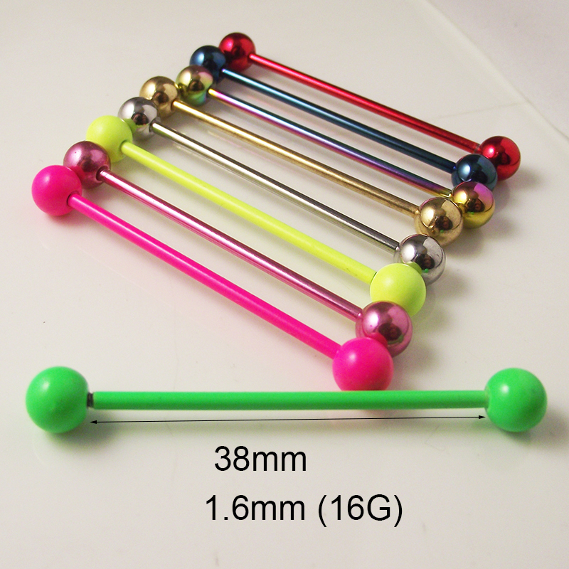 2 Pieces 14G 1.6mm Tongue Ring - Industrial Barbell Long incelemesi ve fiyatı