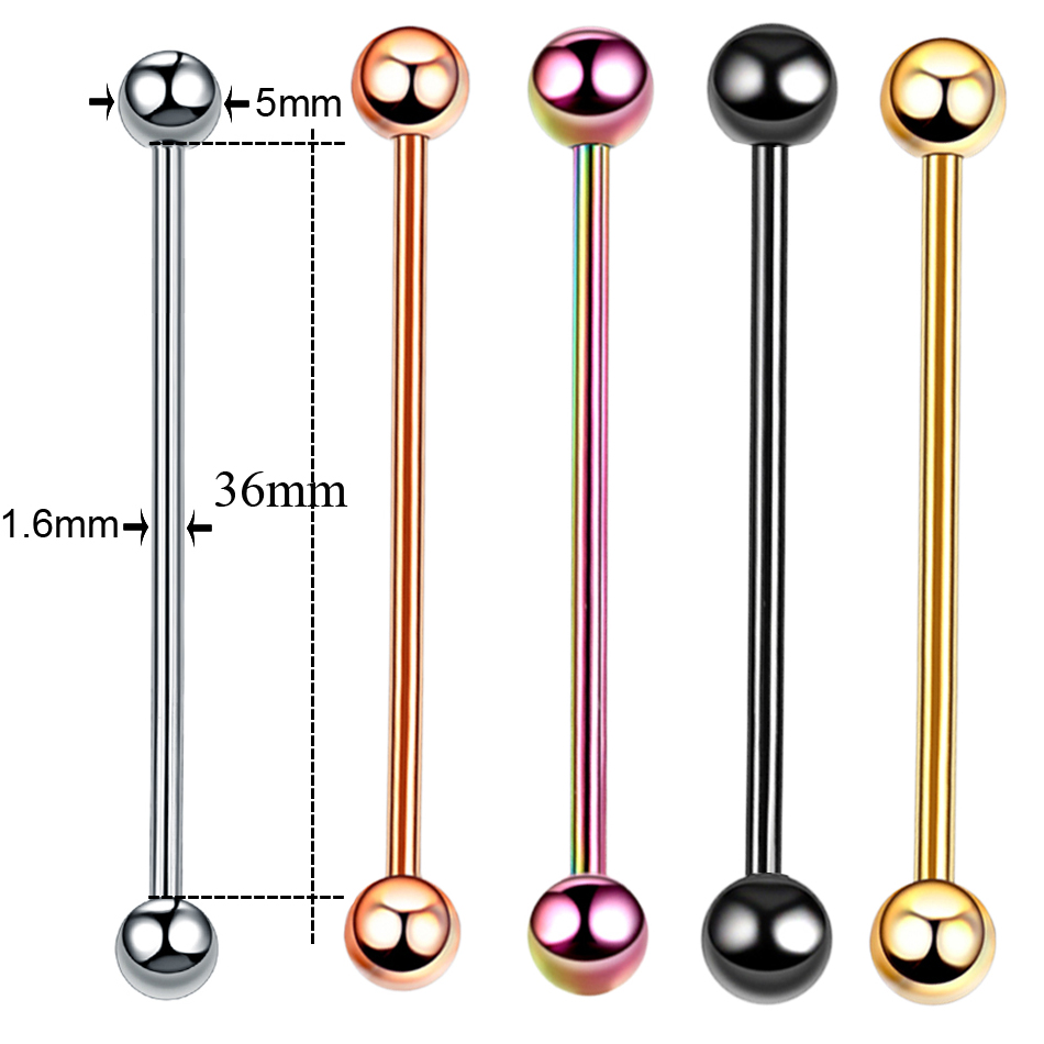 1PC Titanium Piercing Gem Indu - Industrial Barbell Long incelemesi ve fiyatı