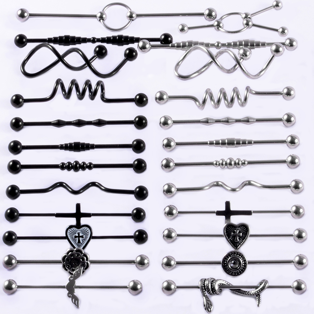 1Pcs Surgical Steel Snake Indu - Body Jewelry Industrial incelemesi ve fiyatı