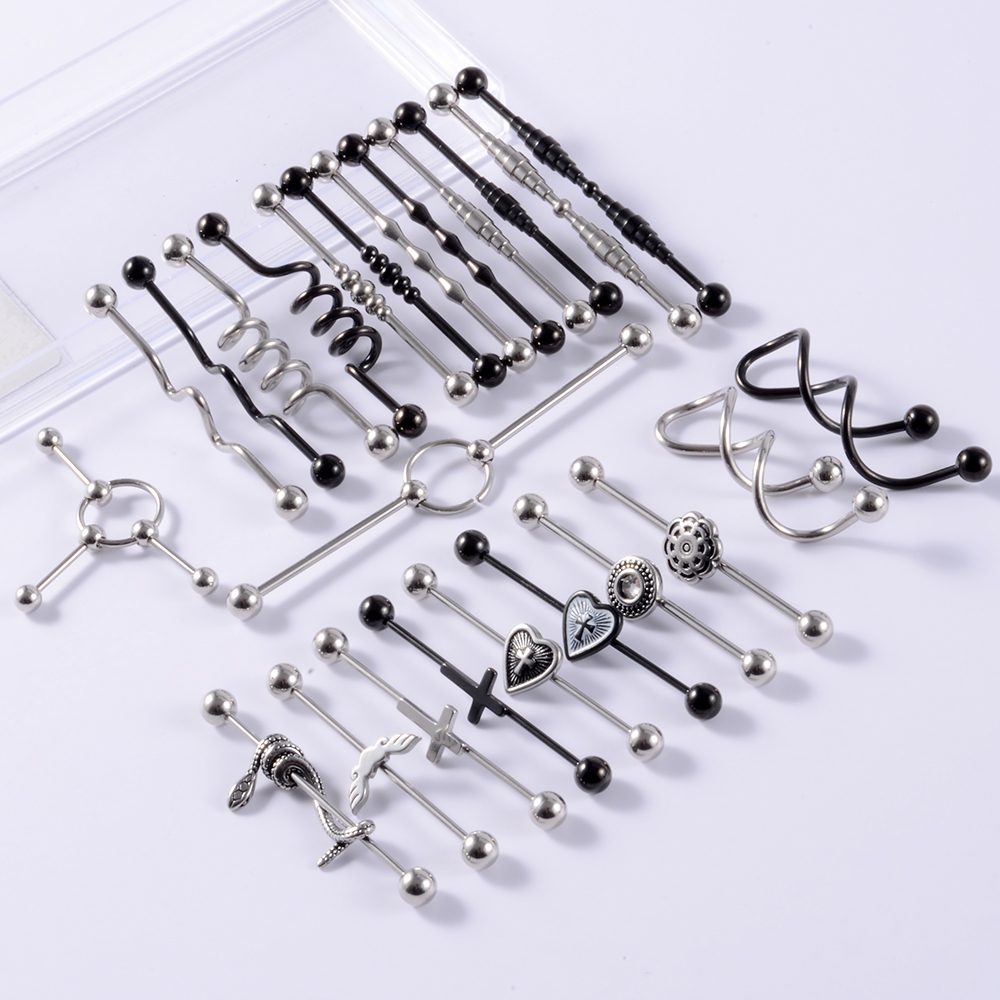 1Pcs Surgical Steel Snake Indu - Body Jewelry Industrial incelemesi ve fiyatı