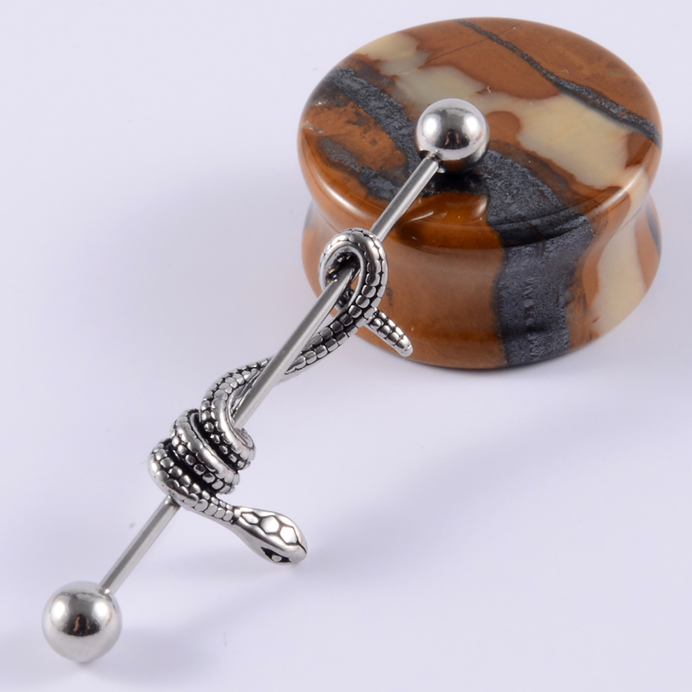 1Pcs Surgical Steel Snake Indu - Body Jewelry Industrial incelemesi ve fiyatı