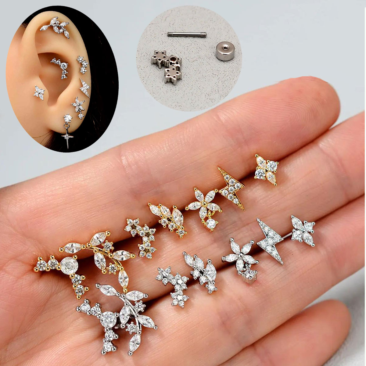 1PC Stainless Steel Crystal CZ - Body Jewelry Online incelemesi ve fiyatı