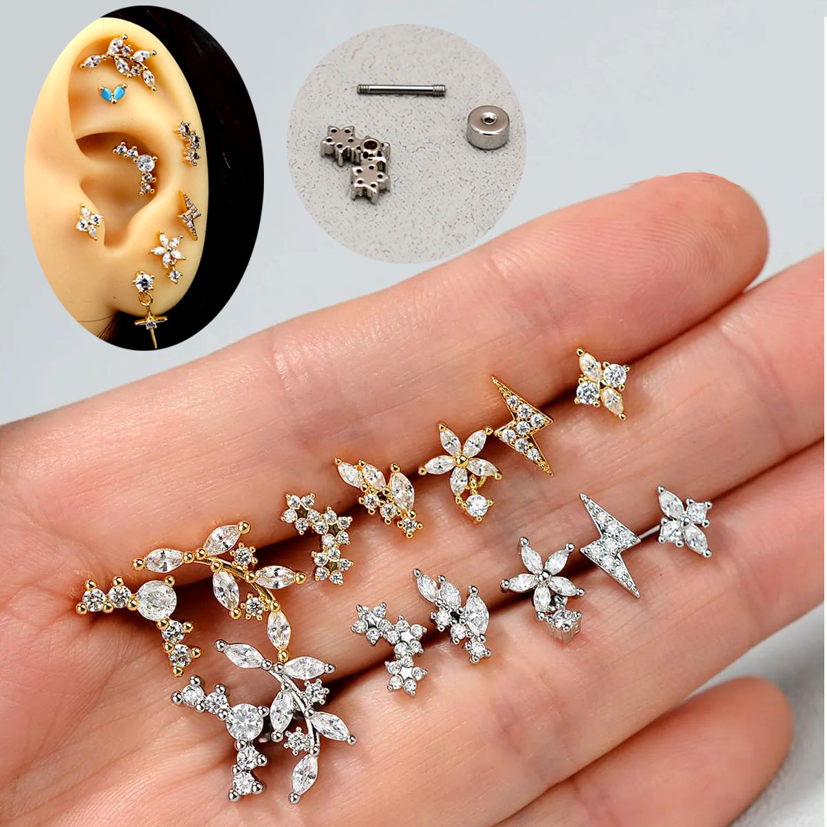 1PC Stainless Steel Crystal CZ - Body Jewelry Online incelemesi ve fiyatı