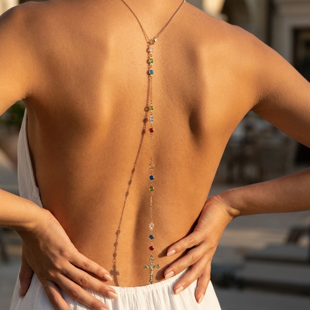 Minimalist Cross Crystal Back  - Body Jewelry Chains incelemesi ve fiyatı