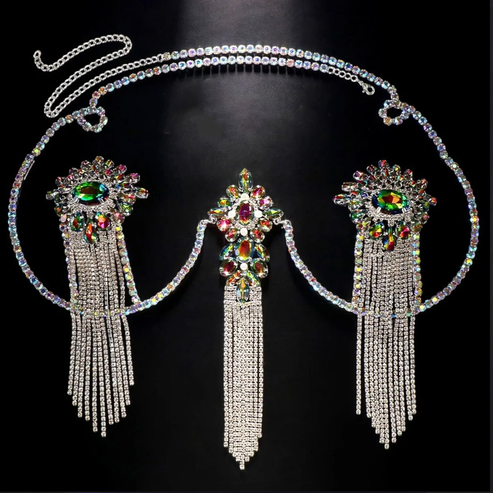 Sexy Tassel Color Crystal Ches - Body Jewelry Nipple Chain incelemesi ve fiyatı