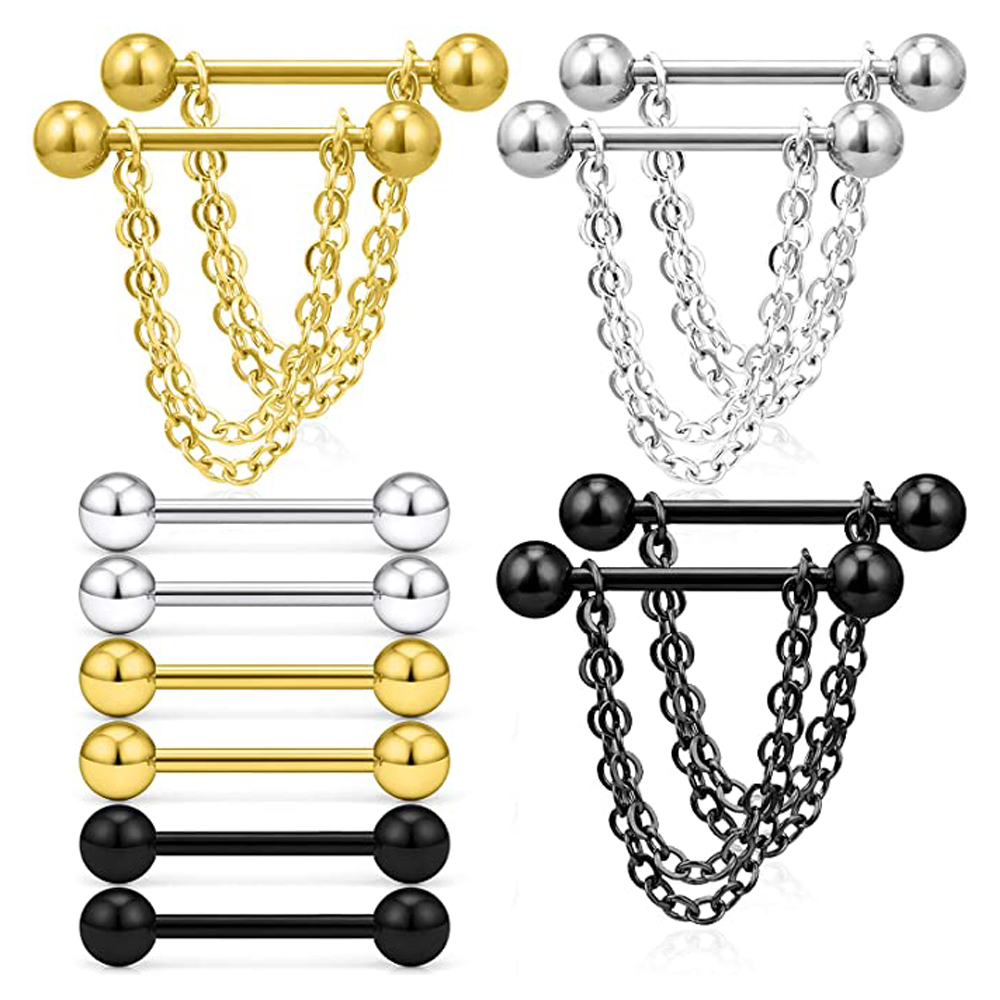 6 Pairs Nipple Rings 14G Surgi - Body Jewelry Nipple Chain incelemesi ve fiyatı