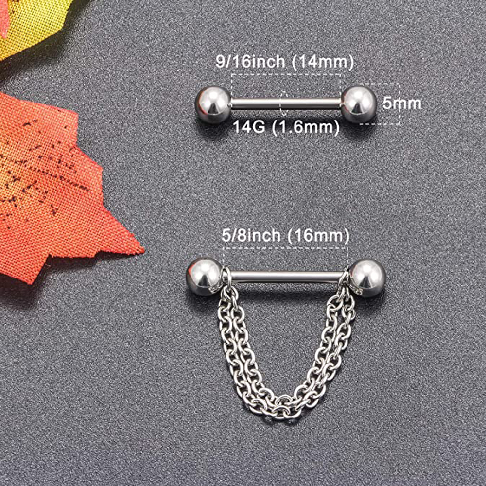 6 Pairs Nipple Rings 14G Surgi - Body Jewelry Nipple Chain incelemesi ve fiyatı