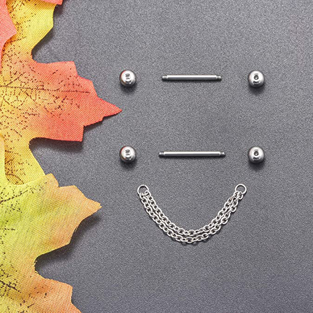 6 Pairs Nipple Rings 14G Surgi - Body Jewelry Nipple Chain incelemesi ve fiyatı