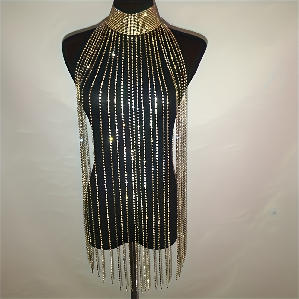 Sexy Rhinestone Bra Body Chain - Body Jewelry Luxury incelemesi ve fiyatı